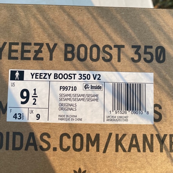 yeezy sesame size 9.5 main image 4